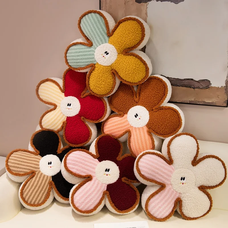 50/65cm Cut Color Flower Plush Plant Seat Cushion Soft Stuffed Plant Flower Pillow Sofa Chair Indoor Floor Mat Girls Gifts Decor