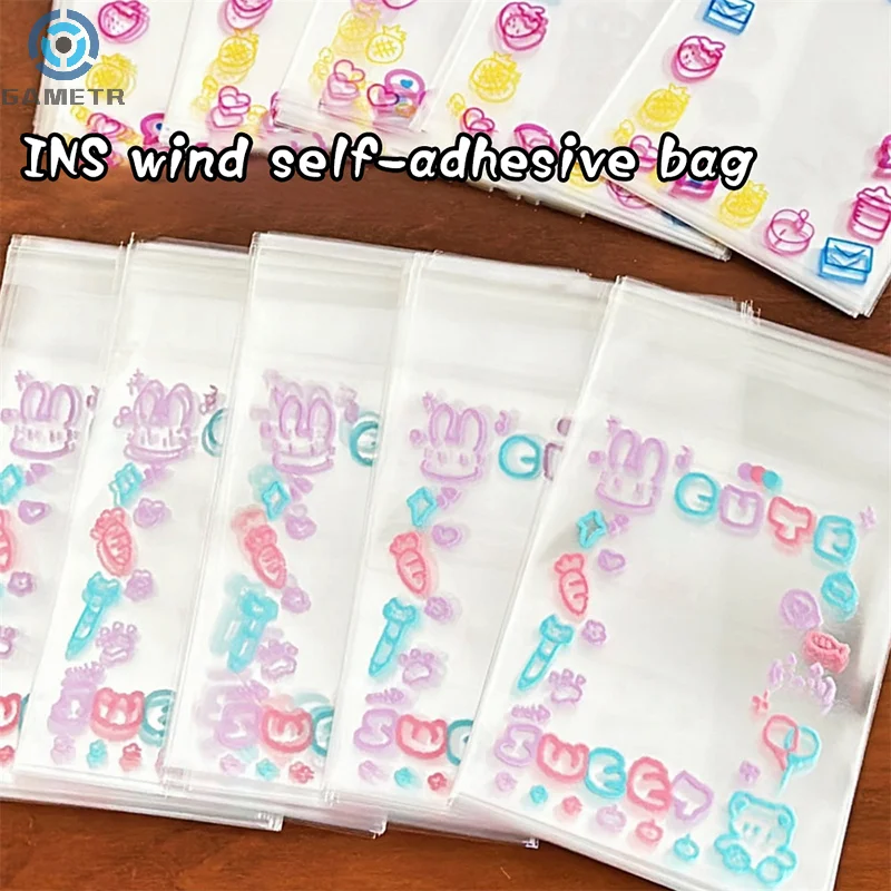 Fundas transparentes Kawaii para sesión fotográfica, bolsa de almacenamiento protectora para fotos de Idol, autoadhesiva con Graffiti, 20/50/100 piezas