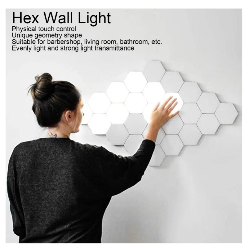 

Светодиодный сенсорный светильник Hex LED для декоративного освещения стен, для парикмахерских, гостиных, отелей, 110-240В, вилка стандарта США