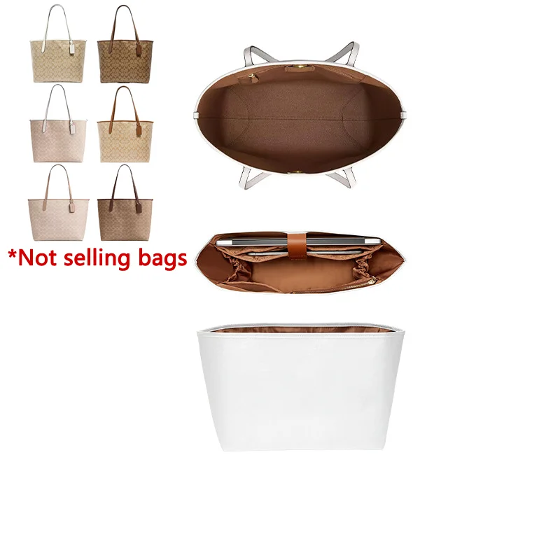 Purse Organizer Insert For Coach City33 Tote Bag, Lightweight Dupont Paper Tote Bag Organizer Storage Dividers With Key Chain