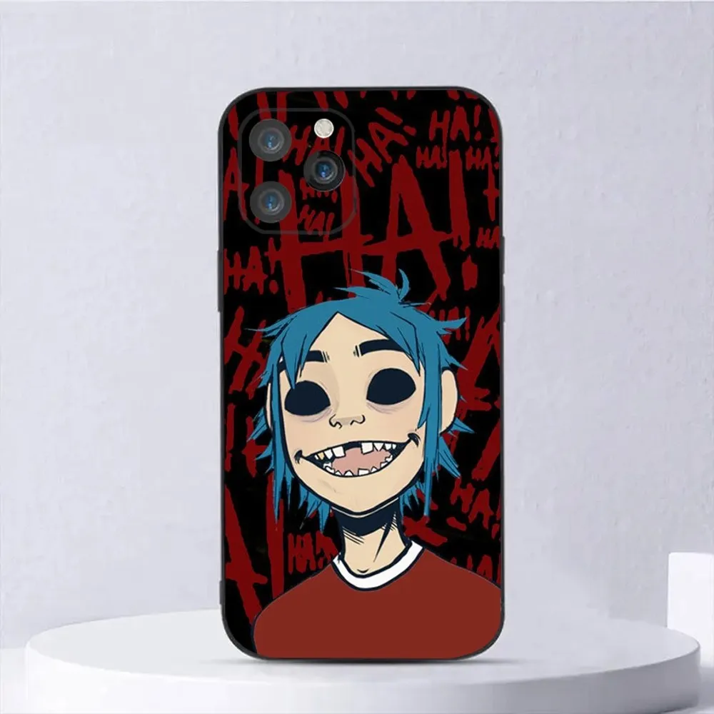 G-Gorillaz Rock Band Cartoon Phone Case For iPhone 15,14,13,12,11,Plus,Pro Max,XS,X,XR,SE,Mini,8,7 Soft Silicone Black Cover