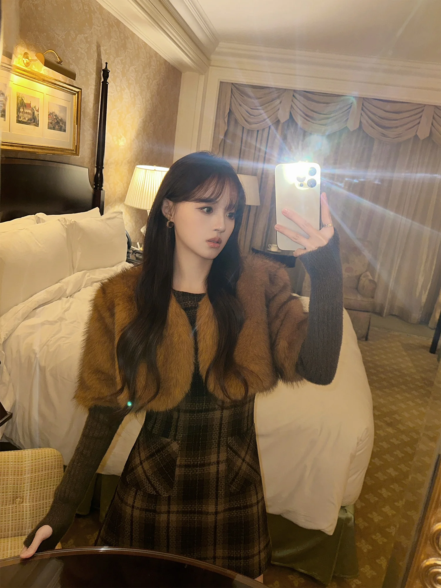 

Женское зимнее универсальное короткое пальто Neurcz ort Fur awl из коричневой кожи с меховой отделкой, верхняя одежда для женщин