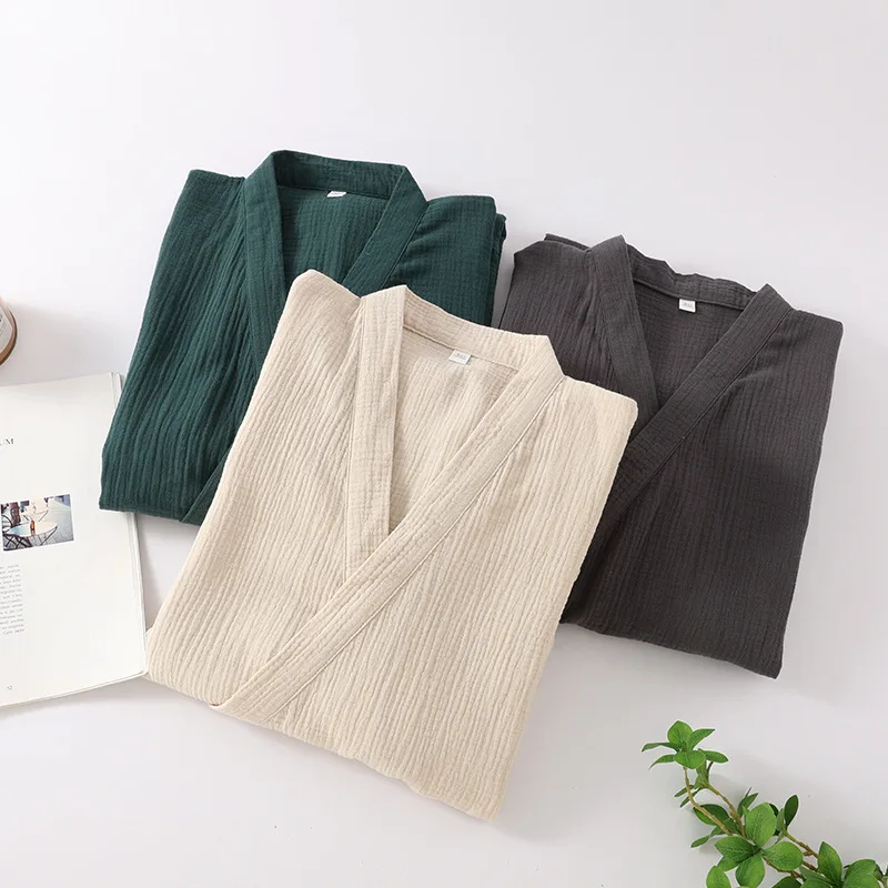 Kimono Robes for Men’s and Women’s Sleepwear Cotton Yarn Bathrobe Tied Cardigan Thin Home Clothes Couple’s Robes 6 Kimono Robes for Men's and Women's Sleepwear Cotton Yarn Bathrobe Tied Cardigan Thin Home Clothes Couple's Robes 6