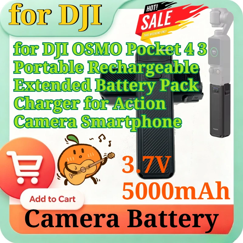 New 3.7V 5000mAh Charging Handle Battery Grip for DJI OSMO Pocket 4 3 Action Camera Portable Rechargeable Extended Battery Pack