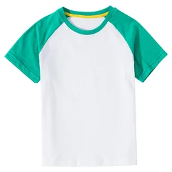 DE PEACH New Summer Cotton Baby Kids Short Sleeve T-Shirt For Boys Girls Spell Color Tshirt Toddler Children Casual Tops Unisex