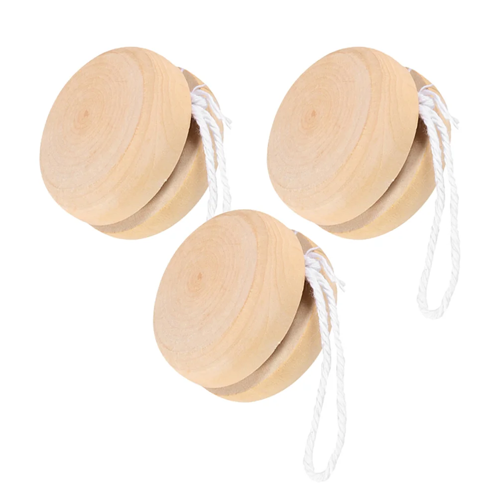 

3 Pcs Yo-Yo Yoyo Unfinished Toys Wood Playthings Wooden Graffiti Unpainted DIY Balls Toddler Blank