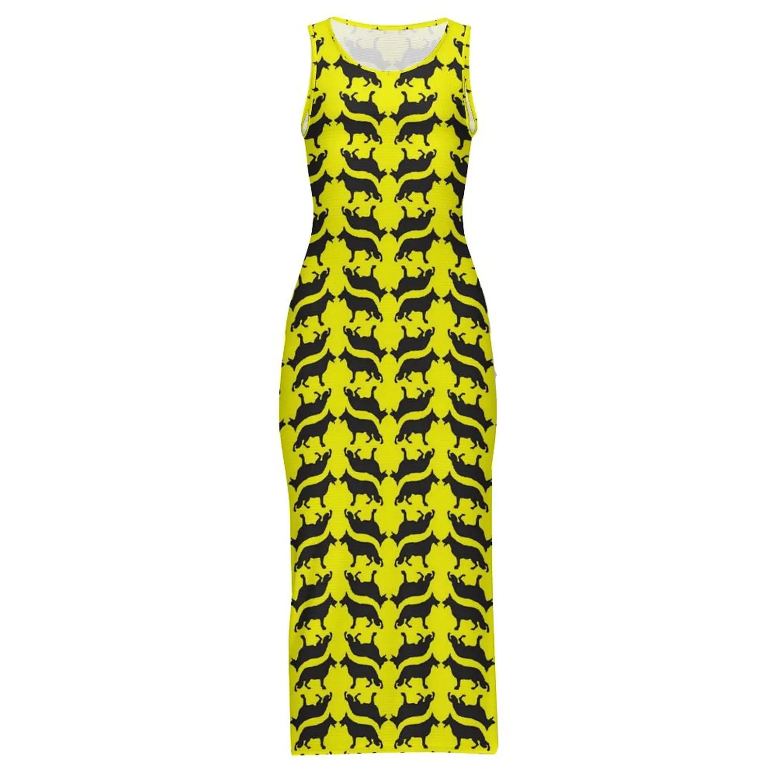 Robe moulante imprimée chien allemand, tenue d'été Maxi mignonne avec animaux, sans manches, graphique, mode de rue, grande taille 3XL 4XL