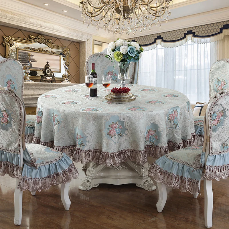 High-end Luxury Lace Tablecloth Chair Cover Table Flag Exquisite Relief Embroidery Round\Rectangle Table Cover Coffe Table D3