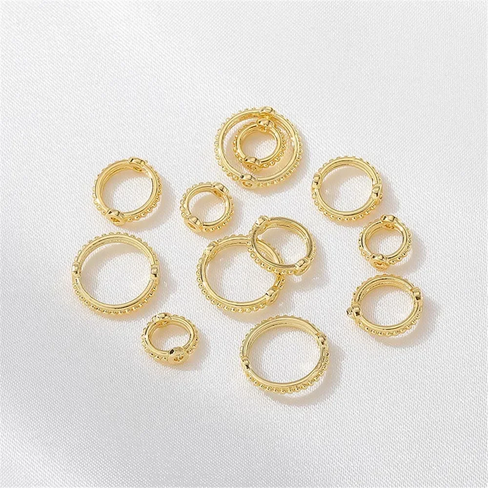 14K Goud-Kleur Dubbele Gat Kant Ring Kraal Ring Handgemaakte Diy Parel Kraal Ring Kraal Ornament Materiaal accessoires Q005