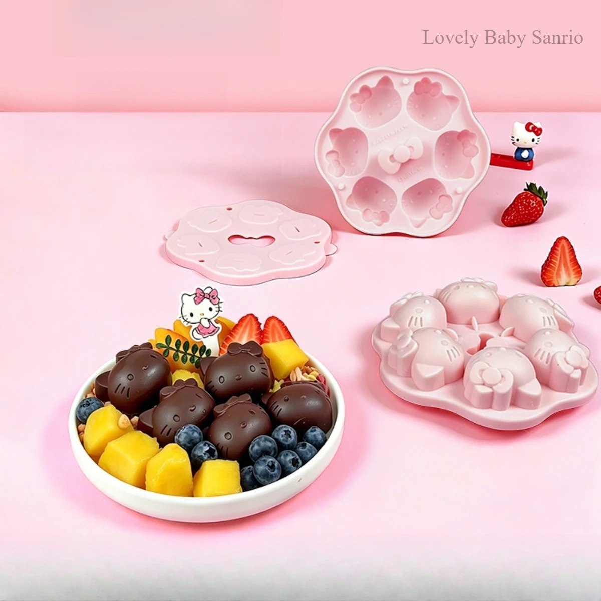 Anime Kawaii Sanrio Hello Kitty Silicone Baking Mold Non Stick High Heat Resistant Steamed Bun Cake Pudding Mould Lovely Cartoon