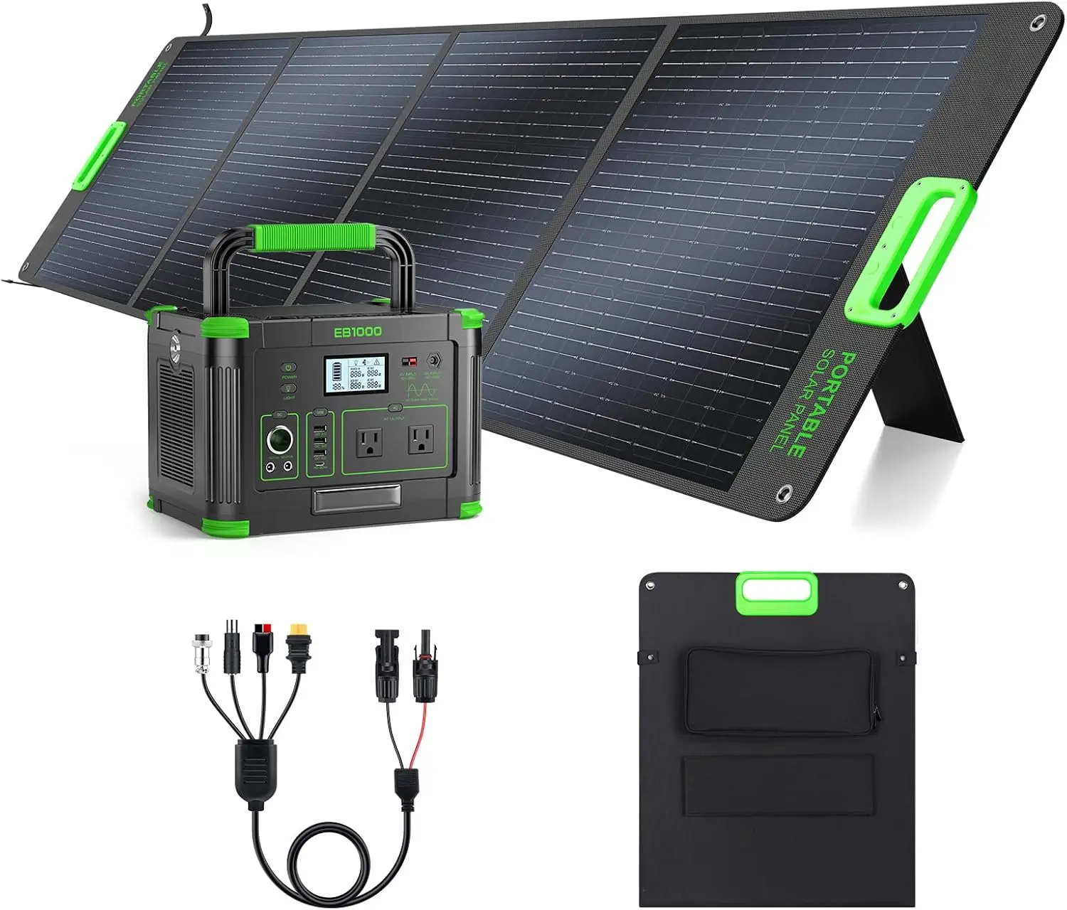 1000W Portable Power Station with 200W Solar Panel (Ship Separately) | 120V Pure Sine Wave AC Outlets, 60W USB-C PD Fast Chargin
