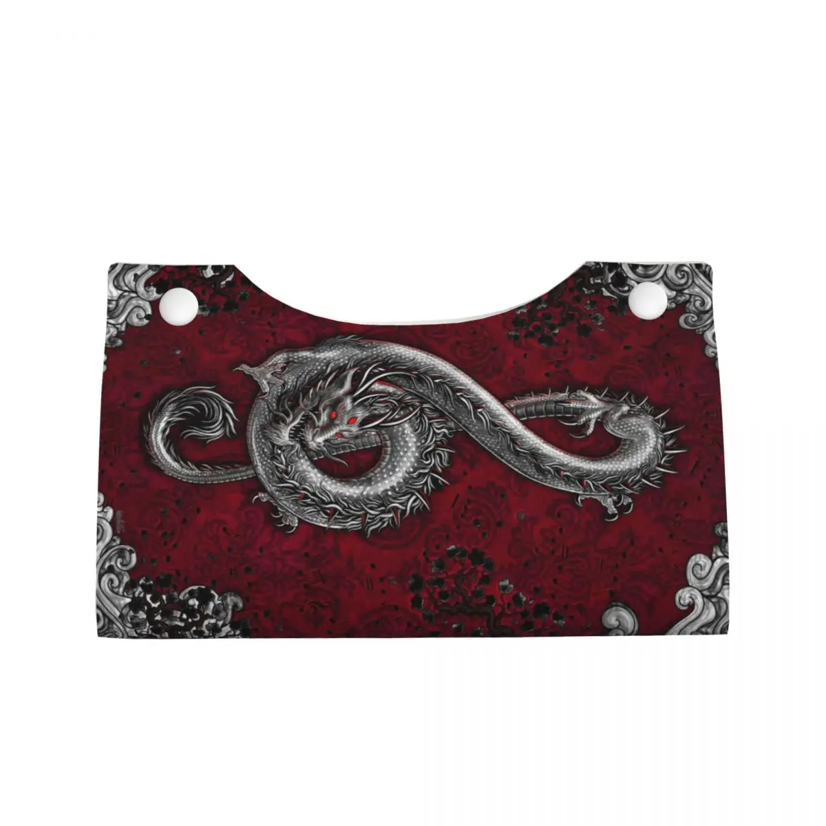 Custom Music Dragon Gothic Pattern Tissue Box Holder Rectangular Chinese Asian Style PU Leather Facial Tissue Box Cover for Car