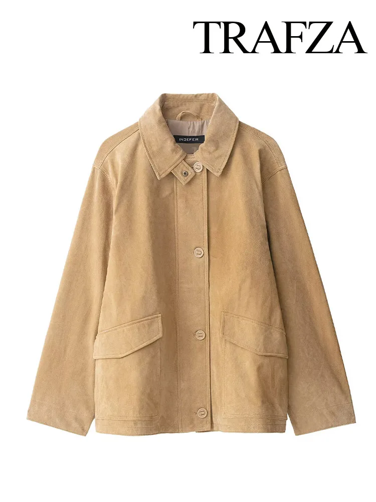 

HH Woman Autumn Casual Loose Coats Solid Turn-Down Collar Pockets Single-Breasted Woman's Fashion Long-Sleeved Jackets