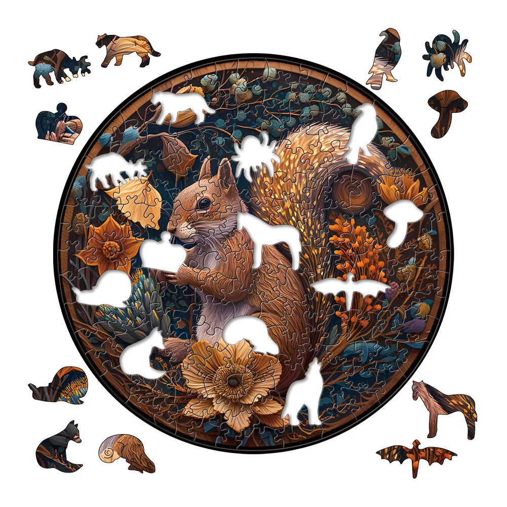 Unique Animals Wooden Jigsaw Puzzles For Adults Kids Wooden Puzzle Educational Toys Gifts Wood Diy Crafts Squirrel Puzzle Games