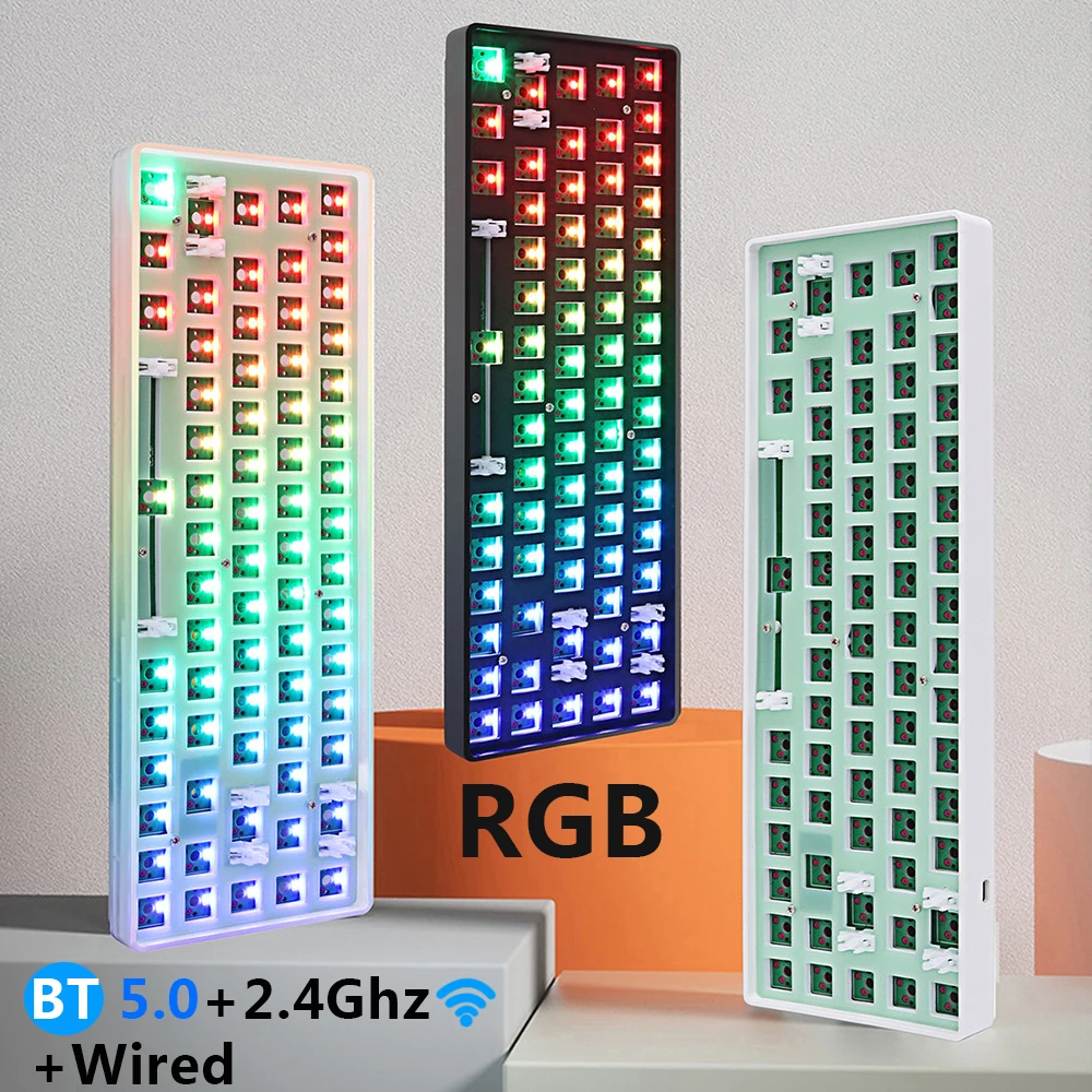 GKS68 Hot Swap Customized RGB Mechanical Keyboard Kit 2.4Ghz Wireless Bluetooth 3 Mode Support DIY Lights Toning Keyboard Kit