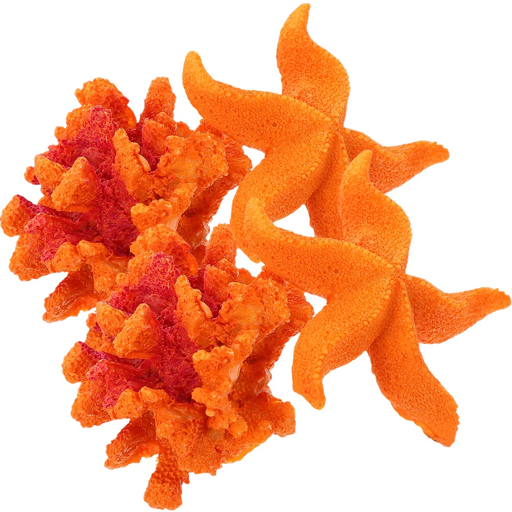 

4Pcs Resin Coral Artificial Fish Tank Ornament Coral Reef Sea Star Aquarium Decoration Accessory Artificial Plants for Aquarium