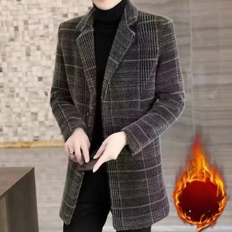 High-end Woolen Mid-length Trench Coat Men's Coat Autumn and Winter Heavy Jacket Lapel Tweed Winter Outerwear Coat Trend 2024