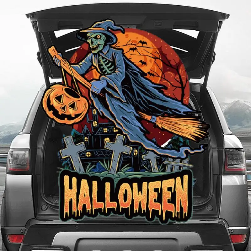 Car Trunk Banner Auto Trunk Haunted House Banner Halloween Trunk Banner With Rope For Family Gathering School Event Community