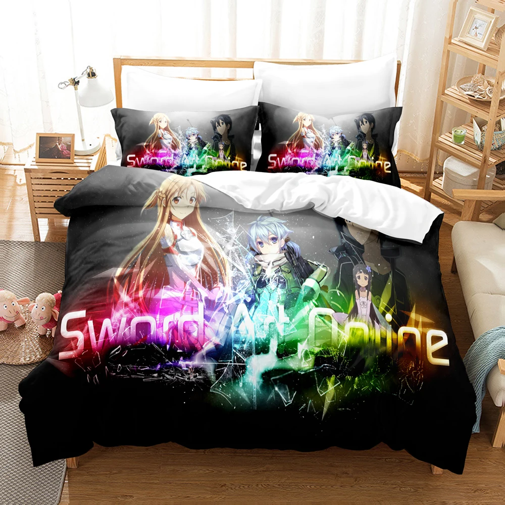 Anime Sword Art Online Bedding Sets Japan Cartoon Bed Linen Polyester 3D Gift for Kids Twin Single Queen King Size Duvet Covers