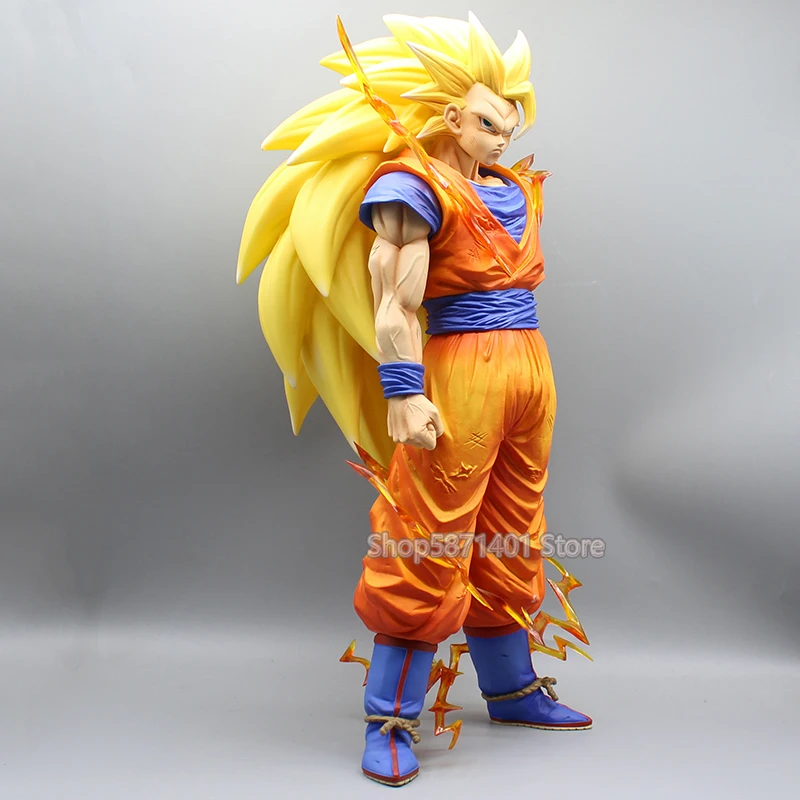 48cm Dragon Ball Figures SSJ3 Son Goku Action Figures Super 3 Goku Double Heads Anime PVC Collection Model Toys Ornamen Gifts