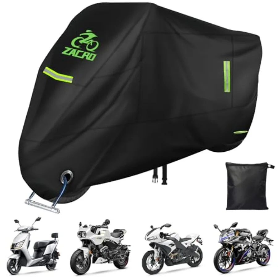 

420D Heavy Duty Motorcycle Cover, Waterproof Outdoor All Weather UV Dust Snow Proof, Universal Fit for Suzuki Scooter Dirt Bike