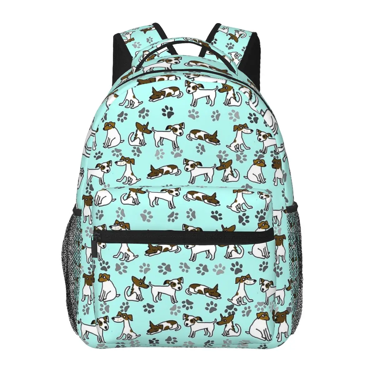 

Джек-рассел-терьер с рисунком светло-голубого фона, студенческий рюкзак, школьная сумка, дорожный рюкзак, модная сумка для книг, сумки на плечо