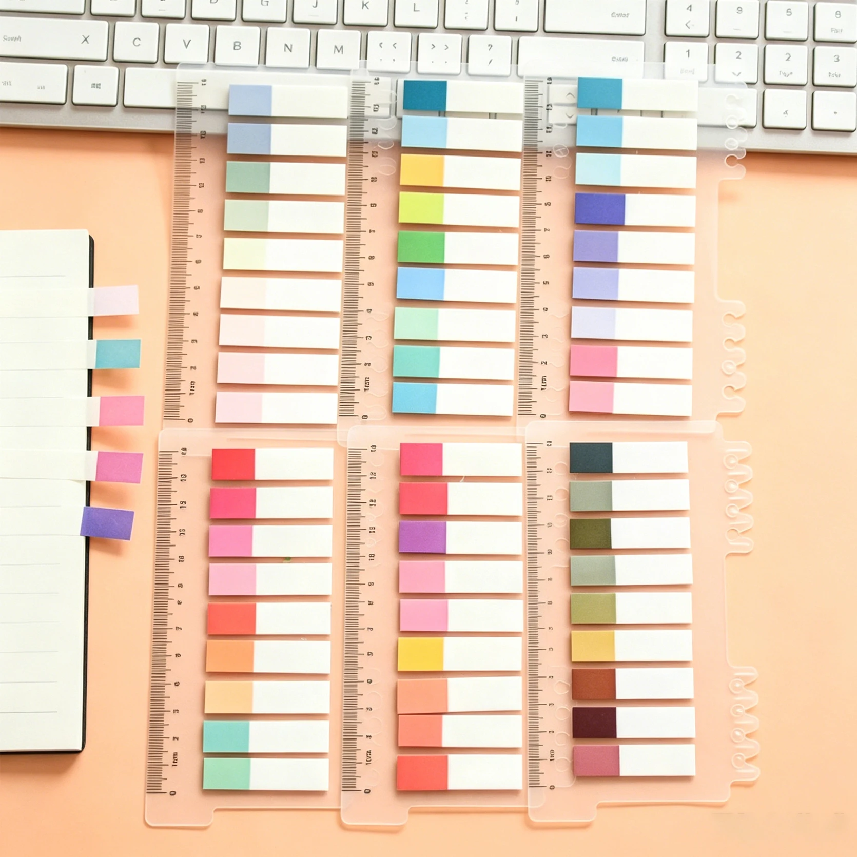 1200 Sheets PET Sticky Notes 6 Sets 200 Sheets/Set Semi‑Transparent Index Labels 6 Style Office School Back To School Stationery
