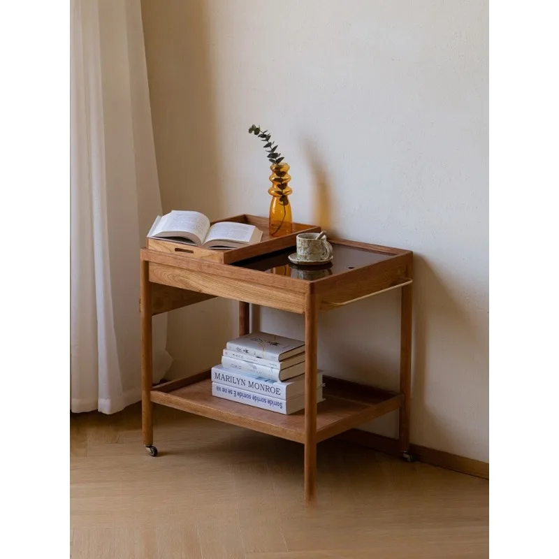 

Log wind solid wood edge table cherry wood living room movable coffee table