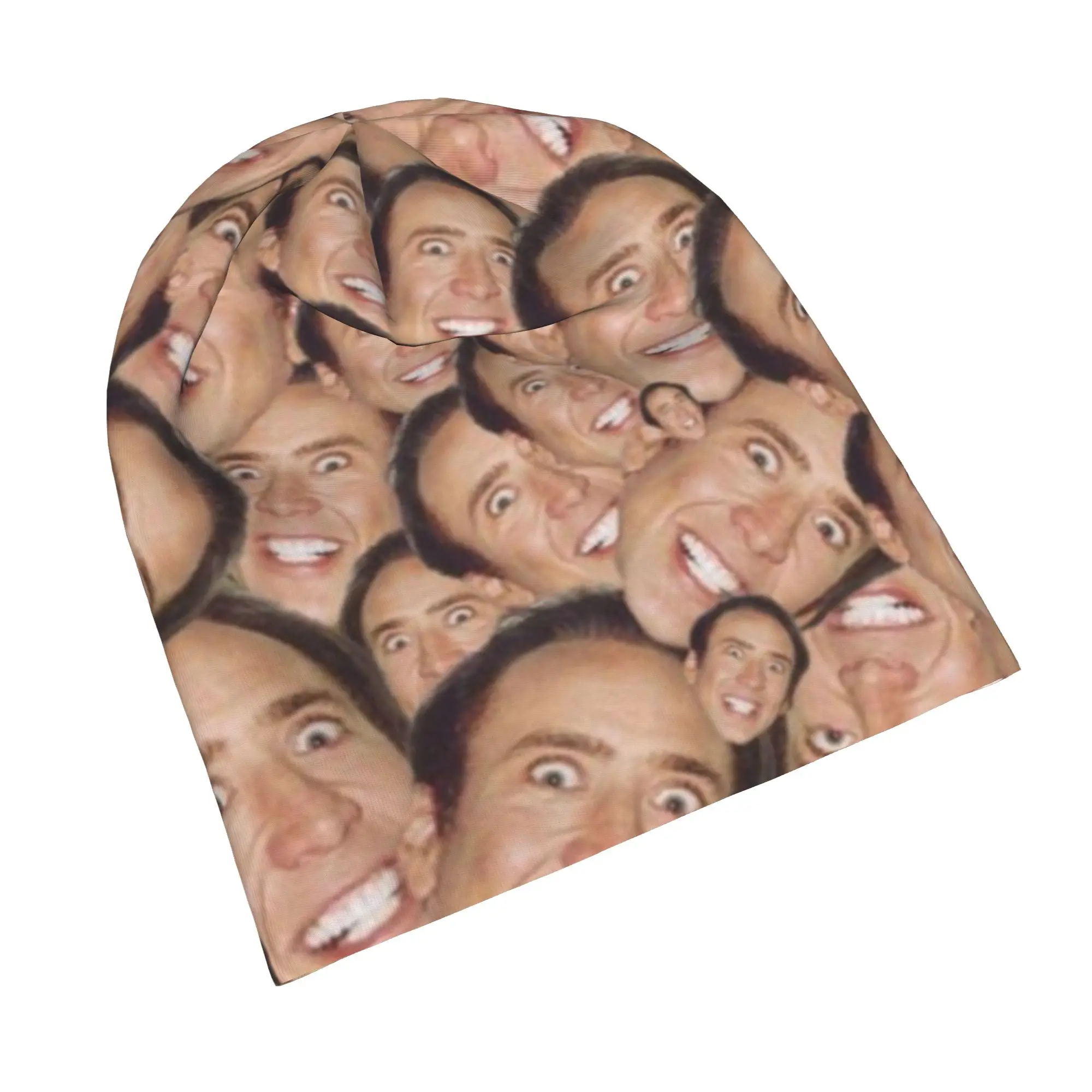 Nicolas Cage Headshot  Skull Cap Beanie Quick Dry  Cycling Hat for Men Women