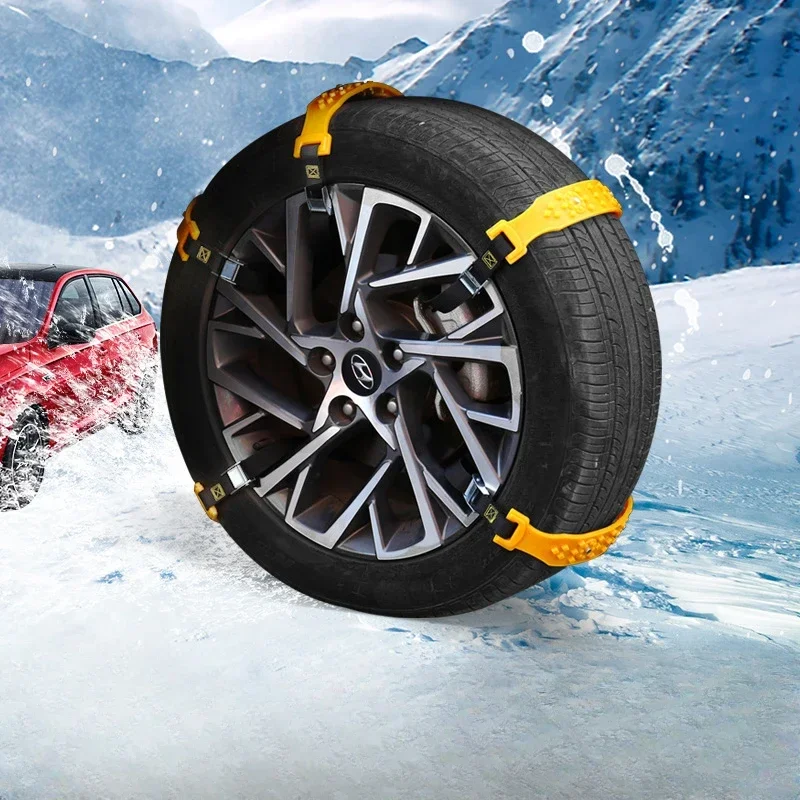 5 pcs Car Snow Chains Emergency Tire Chains Car Tire Anti-Skid Chains Thickened Beef Tendon Wheel Chain for Snow Mud Sand Road