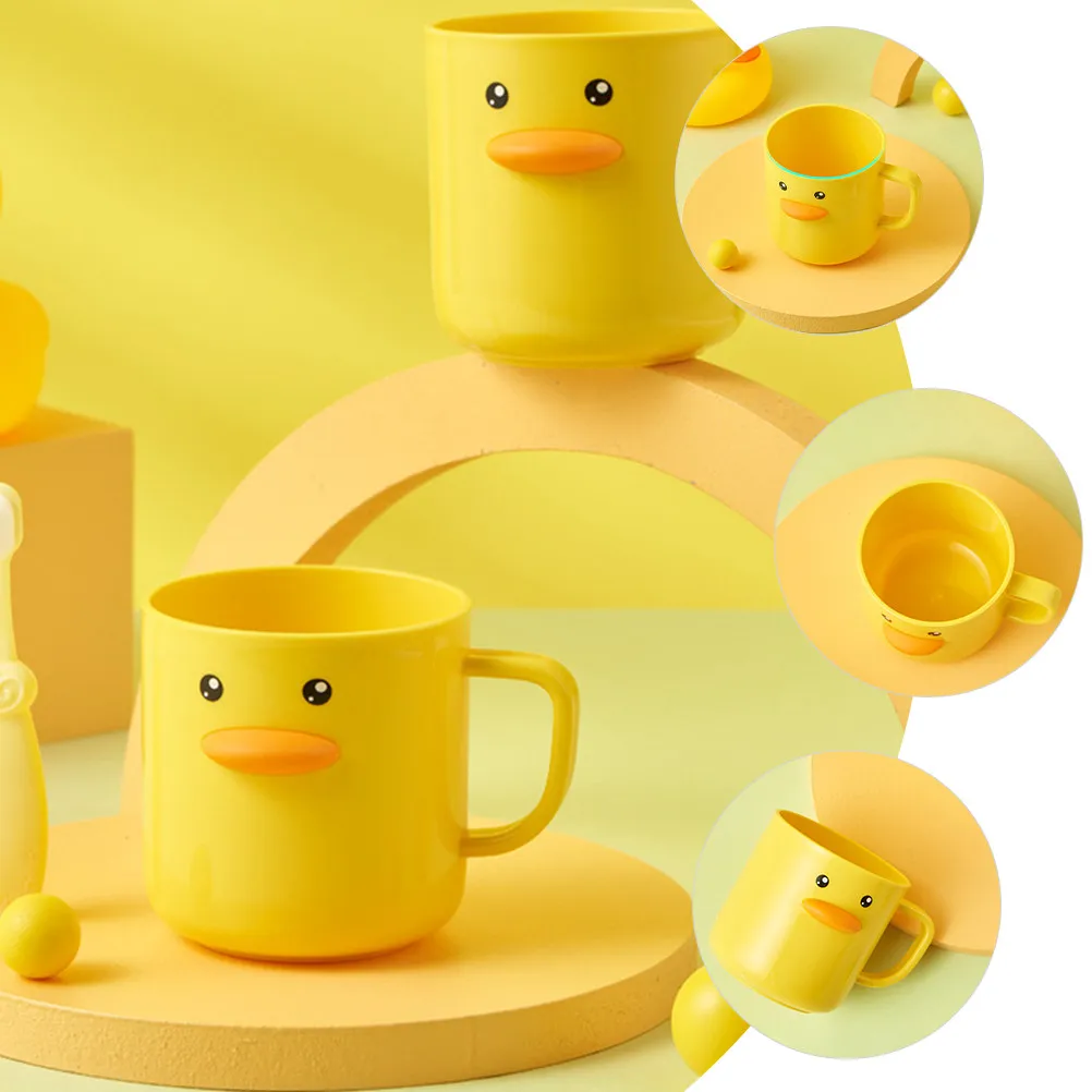 2pcs Duck-Shaped Toothbrush Cups for Bathroom – Plastic Toothpaste & Mouthwash Holder, Travel Tumbler Set