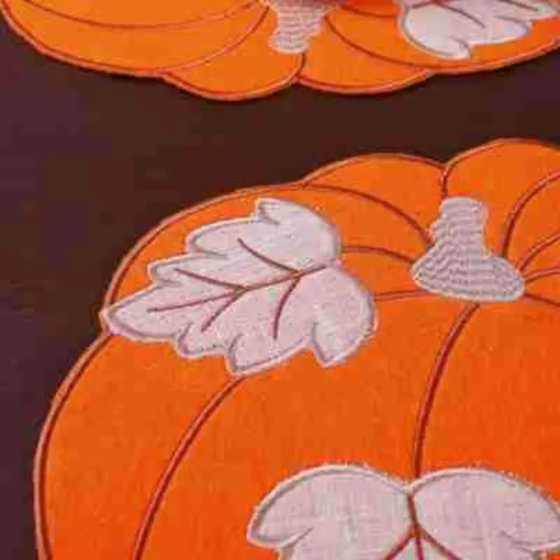 1 قطعة سجادة عشاء الهالوين المطرزة اليقطين اليدوية الإبداعية مهرجان الجدول حصيرة سميكة غير المنسوجة كأس عازل حصيرة slarohwin #5