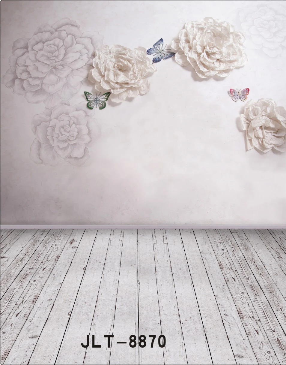 Indoor Flowers Wooden Floor Wedding Children Vinyl Photography Background Computer Printed Photography Backdrop for Photo Studio