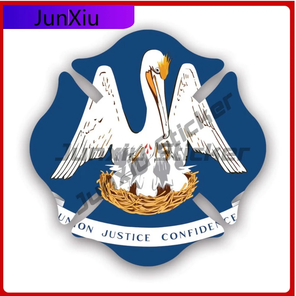 Louisiana State Maltese Cross Shaped Sticker Creative Decals Uv Protected Fighter Dept First Responder Symbol Of Protection