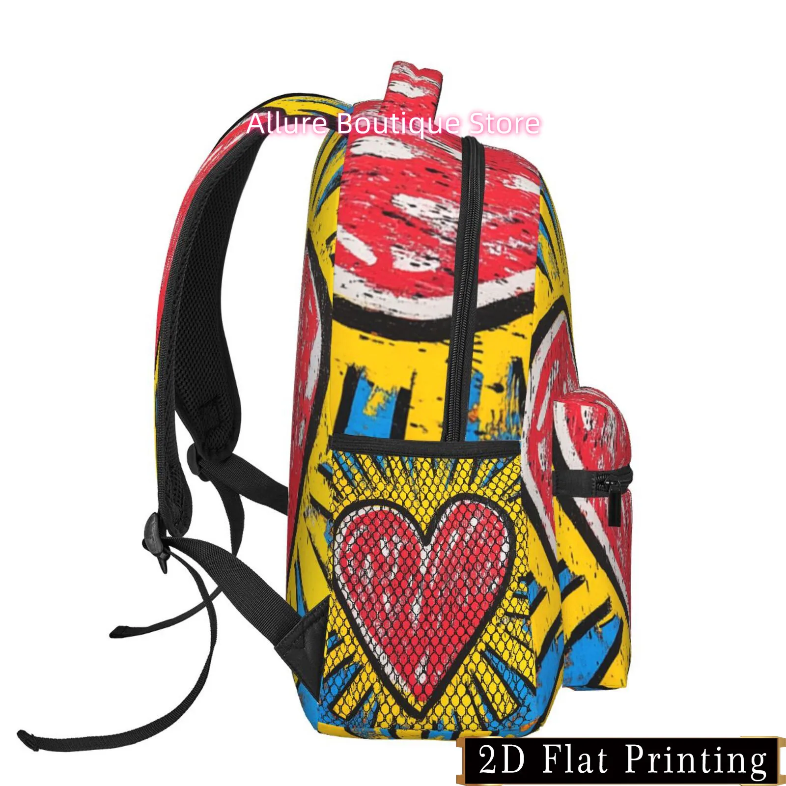 Heart Print Pattern, Shoulder Strap Back and Waist Protection Design Backpack, Fashionable for ipad Laptop Backpack, Large Space
