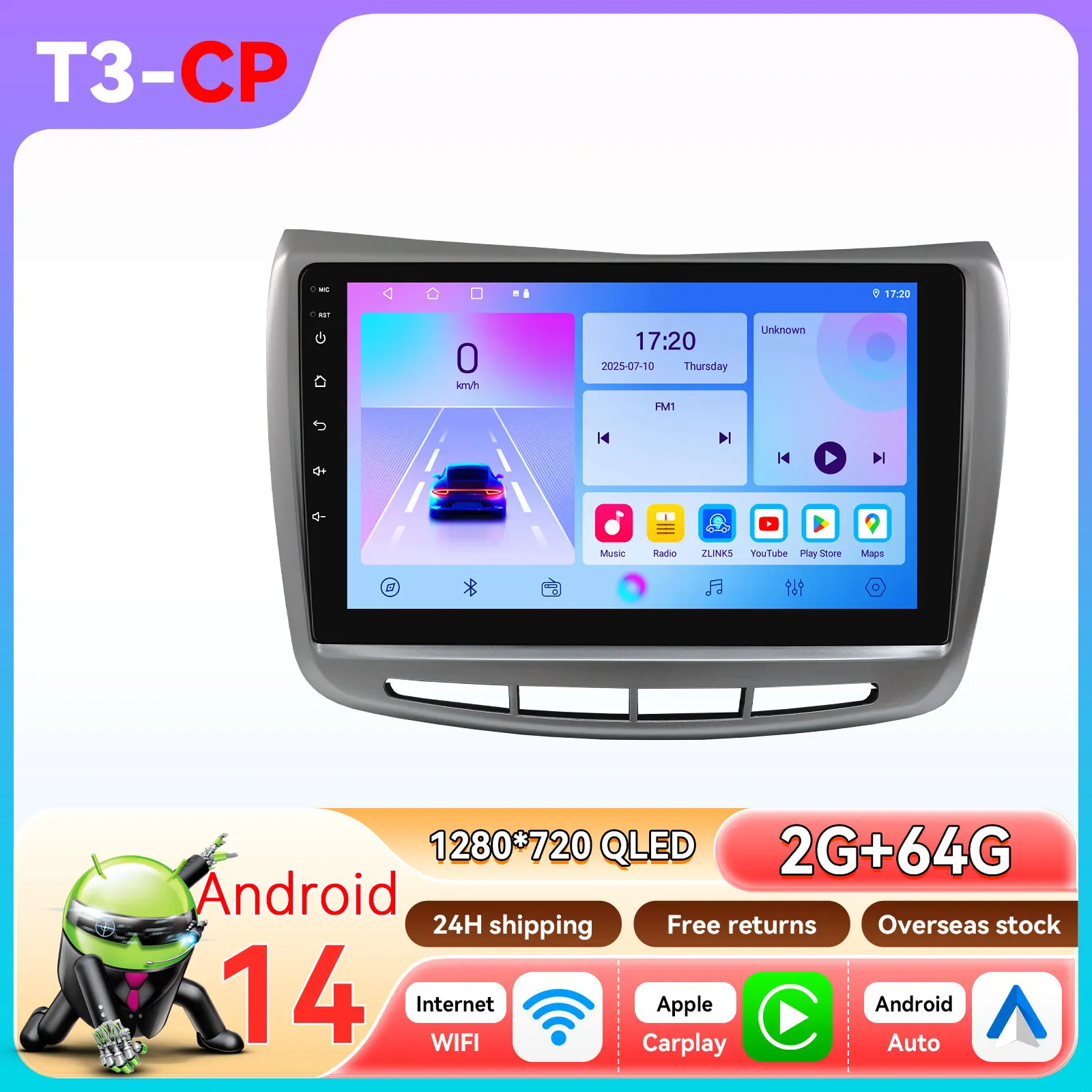 Hizpo Android 14 Carplay Head Unit voor Lancia Delta 2009 - 2019 Autoradio Auto Multimedia Speler GPS Navigatie 4G Touchscreen GEEN 2Din DVD