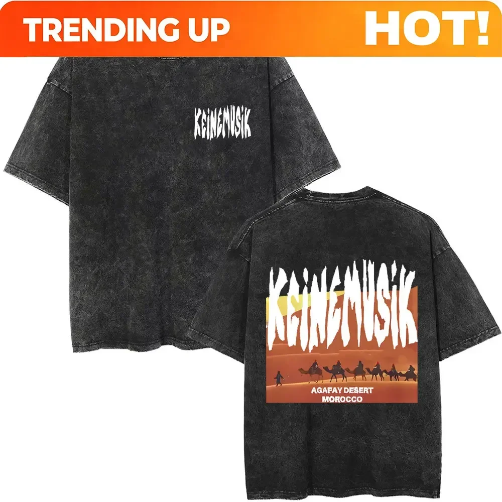 Customization Summer Keinemusik X Pacha Vintage Washed T Shirt Men Women Fashion Hip Hop Retro T-shirts Male Casual Cotton Short