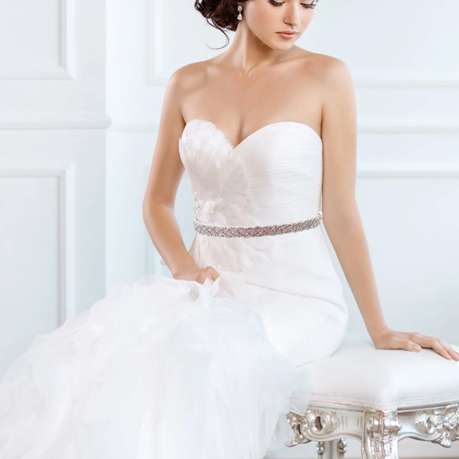 Bridal Rhinestone Belt Shiny Bride Accessory Fashion Design Lightweight Durable Wedding Engagement Gift Wedding Belt