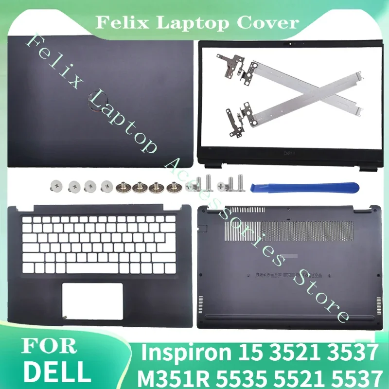 New LCD Back Cover/Front Bezel/Palmrest/Bottom Case Hinges Housing Cover For Dell Latitude 3410 E3410 0GMYC0 00MC2P 0VMY1K Black