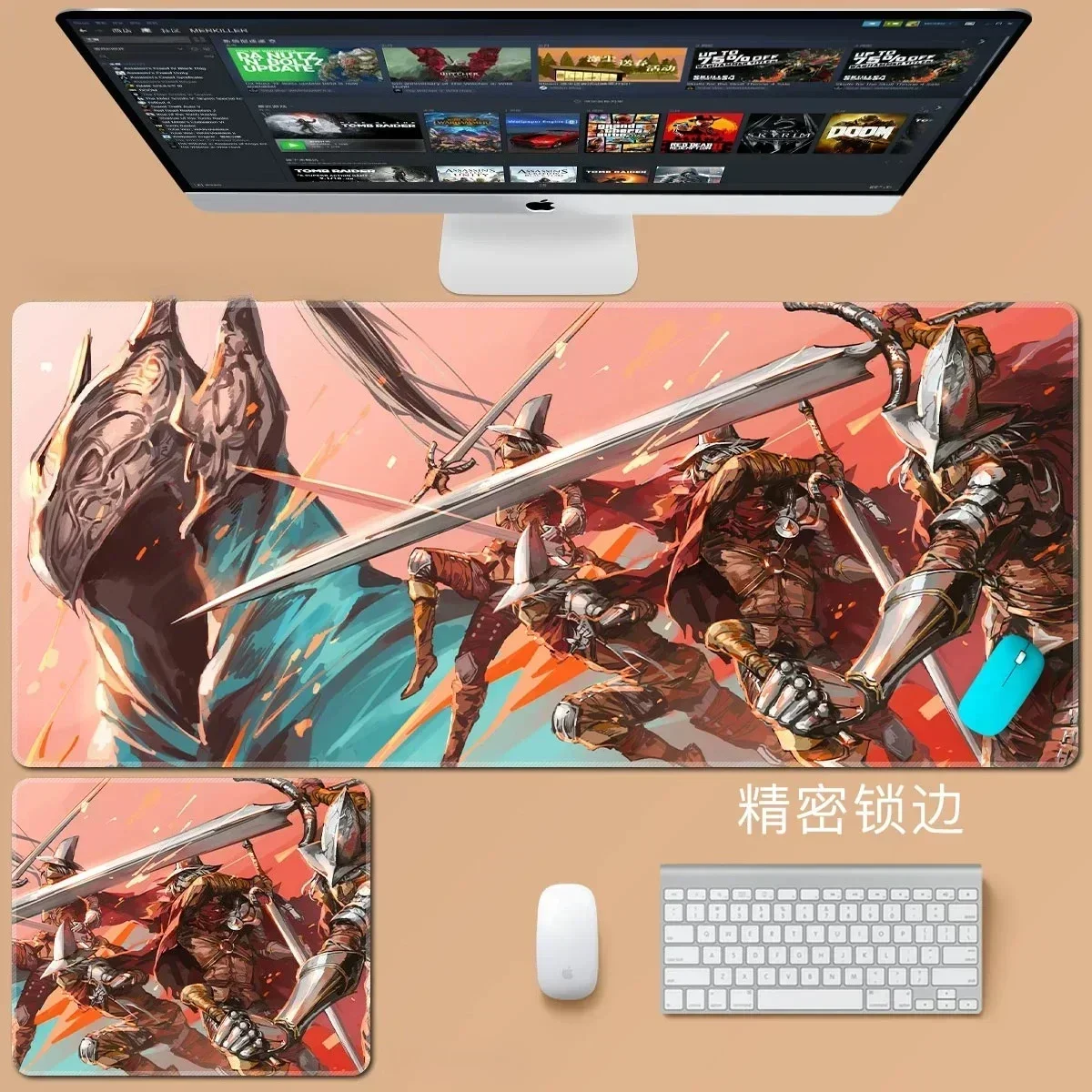 Game Dark Souls Leather Mouse Pad Oversized Lock Edge Black Soul 3 Series Keyboard Computer Table Mat Game Merchandise