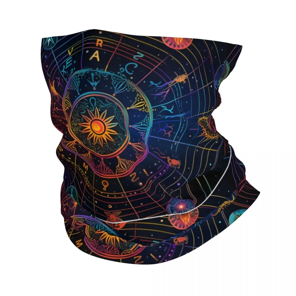 Lenço estampado celestial para homens, capa de pescoço, envoltório, multi-uso, ciclismo, equitação, unissex, bandana