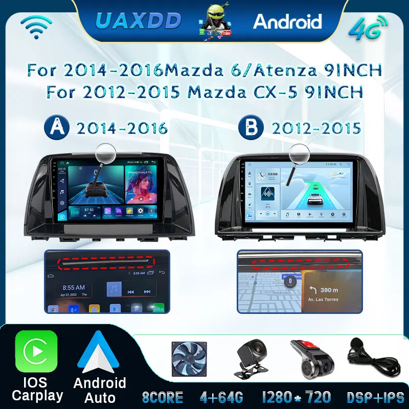 

Android FOR Mazda 6 Atenza CX5 CX-5 CX 5 2012-2016 9 inch Autoradio Lettore video multimediale Navigazione navigation CD Android