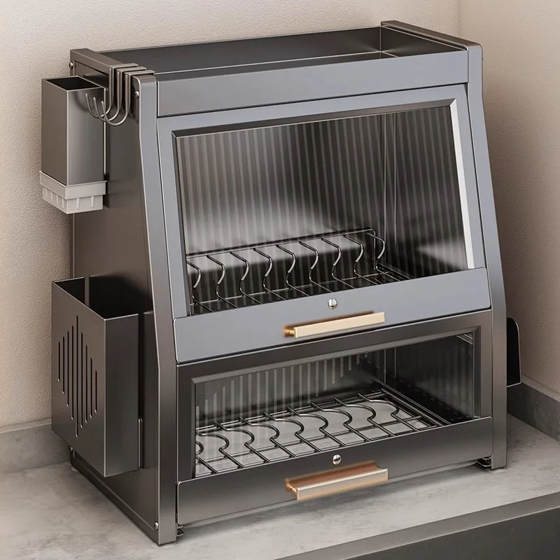 

Kitchen Shelf Dishes Dish Drain Rack Storage Rack Dish Rack Household Multifunctional Cupboard Tableware Storage