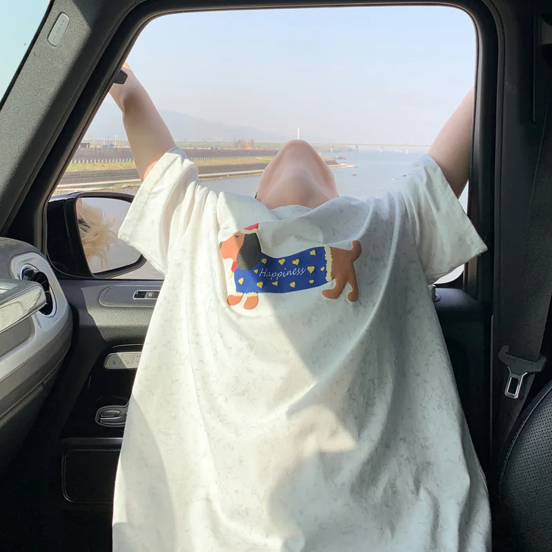 

Мужская хлопковая футболка 5XL, большой размер с принтом собаки, мужские футболки большого размера, винтажная повседневная одежда с графикой, летние футболки для мужчин