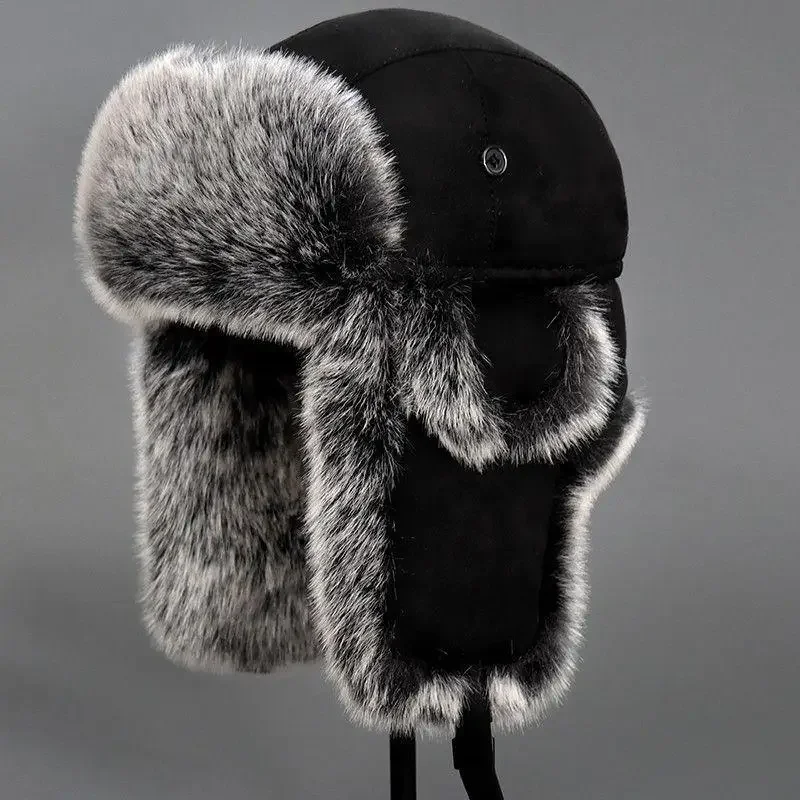 

Unisex Warm Winter Plush Bomber Hats for Women Men Imitation Faux Fur Russian Ushanka Cap Northeast Cap Snow Bonnet Earflap Hats
