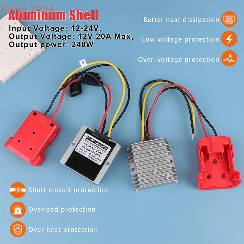 Convertitore step down da 18 V a 12 V per adattatore batteria ruota motrice M18 Convertitore buck automatico inverter DC 12 V 20 A 240 W