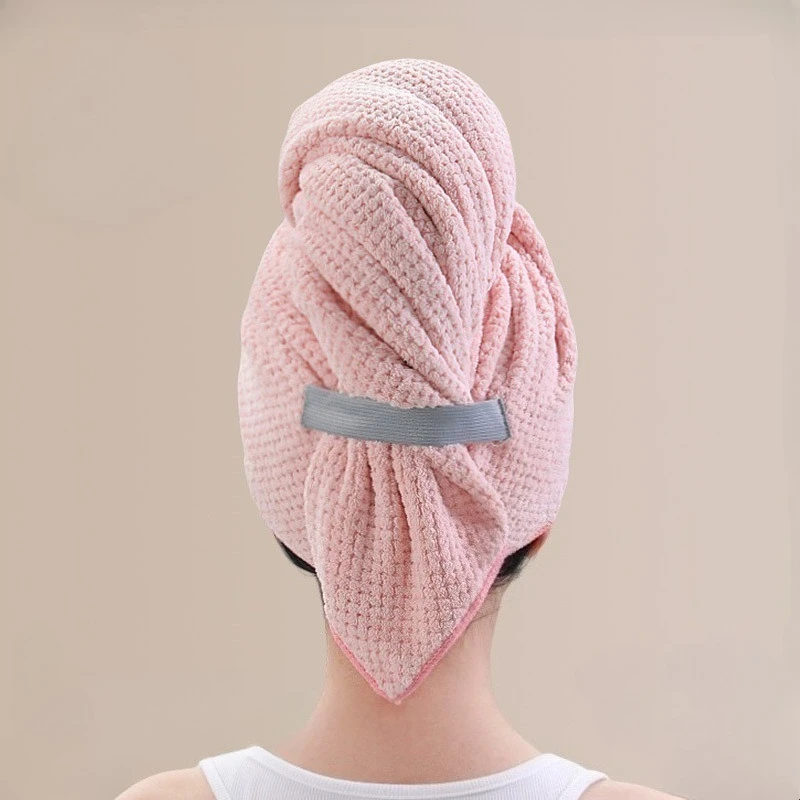 1 قطعة منشفة الشعر ستوكات اضافية كبيرة التفاف سريعة الجافة منشفة الشعر التفاف مع شريط مرن منشفة شعر ناعمة فائقة الامتصاص عمامة #5