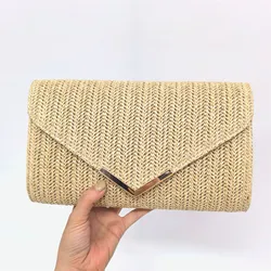 Słomkowa torebka z uchwytem torba Crossbody Raffia Rattan lato torba wieczorowa plecione torebki plażowe dla kobiet wakacje weselne podróż