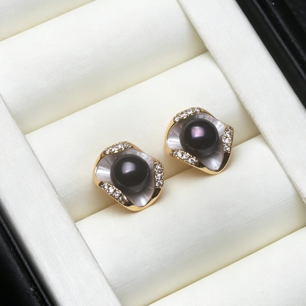 Elegante Natürliche Süßwasserperlen-Ohrstecker für Damen, Niedliche 925 Sterling Silber Perlenohrringe, Geschenk für Ehefrau, Mutter zum Geburtstag, Weiß – Detail 4