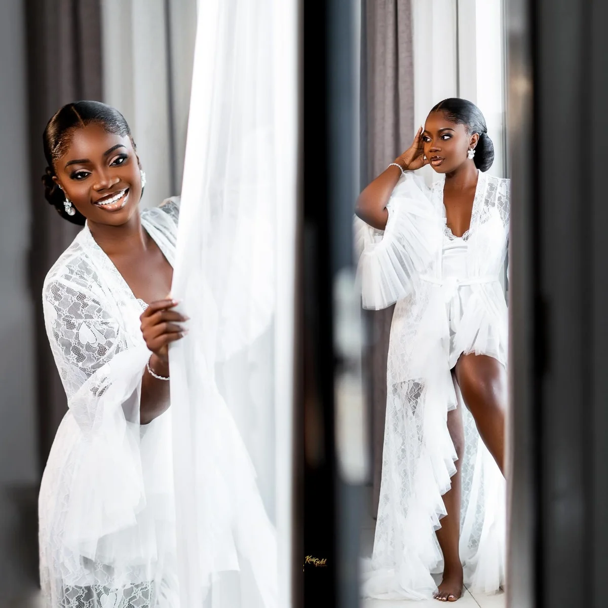 Cswdocy Sexy Lace Bride Wedding Robe And Nightgown Ruffles Bridal Gowns Photo shoot Maternity Dressing Gown for Photography2027